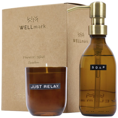 Savon et bougie personnalisés Discovery WELLmark Ambre chiné